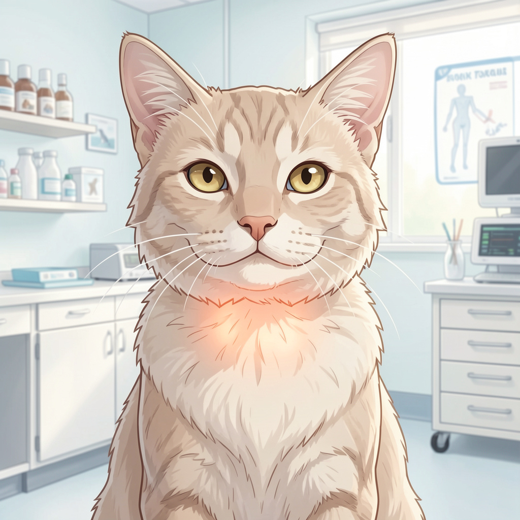 Hyperthyreose bei Katzen: ältere Katze entspannt beim Tierarzt-Gesundheitscheck